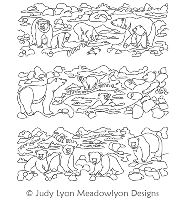 Polar Bears Panel Set 1-3 by Judy Lyon. This image demonstrates how this computerized pattern will stitch out once loaded on your robotic quilting system. A full page pdf is included with the design download.
