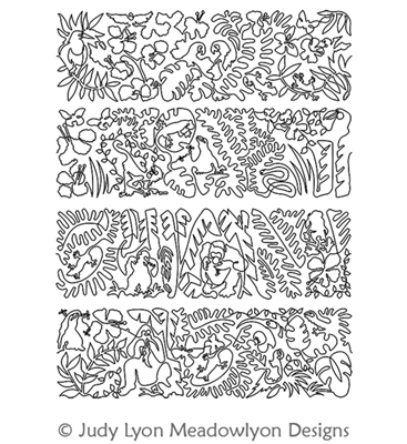 Rainforest Panel Set by Judy Lyon. This image demonstrates how this computerized pattern will stitch out once loaded on your robotic quilting system. A full page pdf is included with the design download.