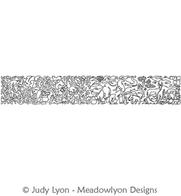 Safari Jungle Row 4 by Judy Lyon. This image demonstrates how this computerized pattern will stitch out once loaded on your robotic quilting system. A full page pdf is included with the design download.