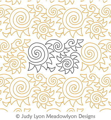 Spiral Suns by Judy Lyon. This image demonstrates how this computerized pattern will stitch out once loaded on your robotic quilting system. A full page pdf is included with the design download.