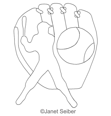 Digitized Longarm Quilting Design Baseball Glove Motif was designed by Janet Seiber.