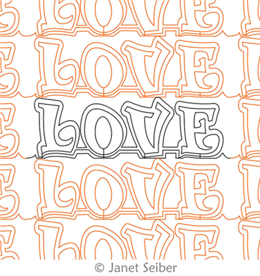 Digitized Longarm Quilting Design Graffiti Words - LOVE was designed by Janet Seiber.