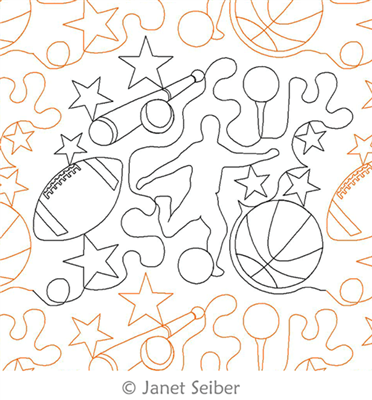 Digitized Longarm Quilting Design Play Ball was designed by Janet Seiber.