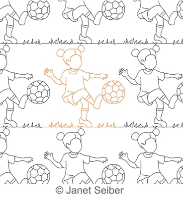 Digitized Longarm Quilting Design Soccer Girl 2 Border or Panto was designed by Janet Seiber.