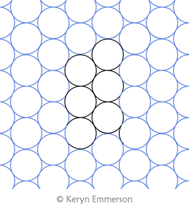 Circle Grid Hex 3 by Keryn Emmerson. This image demonstrates how this computerized pattern will stitch out once loaded on your robotic quilting system. A full page pdf is included with the design download.