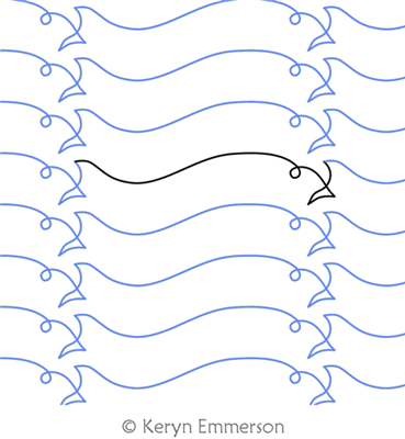 Fishes by Keryn Emmerson. This image demonstrates how this computerized pattern will stitch out once loaded on your robotic quilting system. A full page pdf is included with the design download.