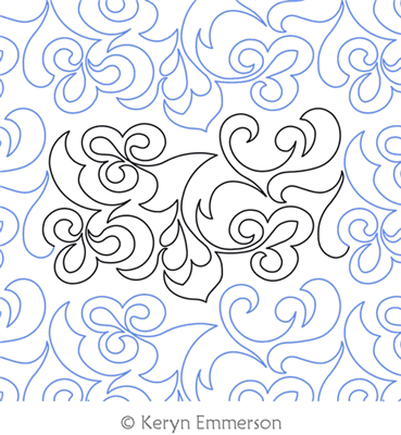 Funky Fleur de Lis by Keryn Emmerson. This image demonstrates how this computerized pattern will stitch out once loaded on your robotic quilting system. A full page pdf is included with the design download.