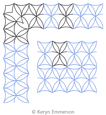 Lacis Border and Corner by Keryn Emmerson. This image demonstrates how this computerized pattern will stitch out once loaded on your robotic quilting system. A full page pdf is included with the design download.