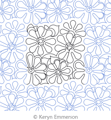 Lazy Daisies by Keryn Emmerson. This image demonstrates how this computerized pattern will stitch out once loaded on your robotic quilting system. A full page pdf is included with the design download.