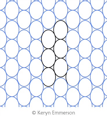 Oval Grid Hex 3 by Keryn Emmerson. This image demonstrates how this computerized pattern will stitch out once loaded on your robotic quilting system. A full page pdf is included with the design download.