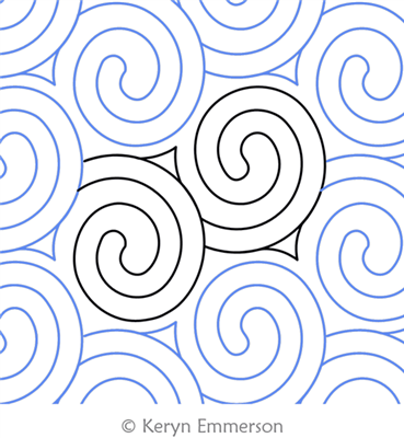 Sand Spirals by Keryn Emmerson. This image demonstrates how this computerized pattern will stitch out once loaded on your robotic quilting system. A full page pdf is included with the design download.