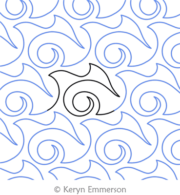 Seaside Swirl by Keryn Emmerson. This image demonstrates how this computerized pattern will stitch out once loaded on your robotic quilting system. A full page pdf is included with the design download.
