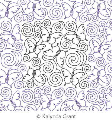 Butterfly Swirls E2E by Kalynda Grant. This image demonstrates how this computerized pattern will stitch out once loaded on your robotic quilting system. A full page pdf is included with the design download.