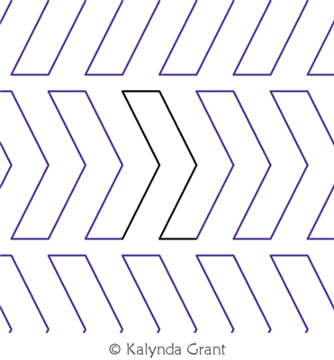 Chevron Border 3 Short P2P by Kalynda Grant. This image demonstrates how this computerized pattern will stitch out once loaded on your robotic quilting system. A full page pdf is included with the design download.