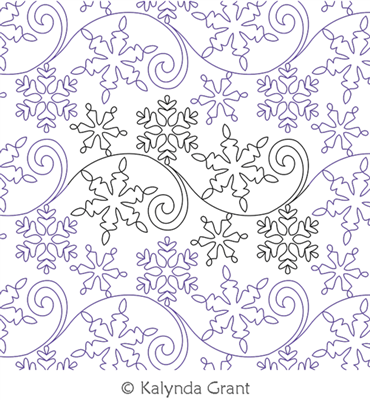 Dancing Snowflakes E2E by Kalynda Grant. This image demonstrates how this computerized pattern will stitch out once loaded on your robotic quilting system. A full page pdf is included with the design download.