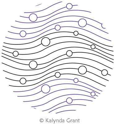 Eloquent Waves and Bubbles by Kalynda Grant. This image demonstrates how this computerized pattern will stitch out once loaded on your robotic quilting system. A full page pdf is included with the design download.