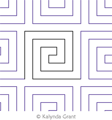 Greek Key Square E2E by Kalynda Grant. This image demonstrates how this computerized pattern will stitch out once loaded on your robotic quilting system. A full page pdf is included with the design download.