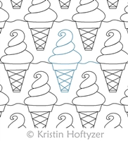 Digital Quilting Design Ice Cream Cone by Kristin Hoftyzer.