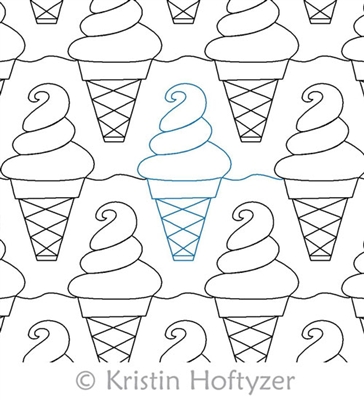 Digital Quilting Design Ice Cream Cone by Kristin Hoftyzer.