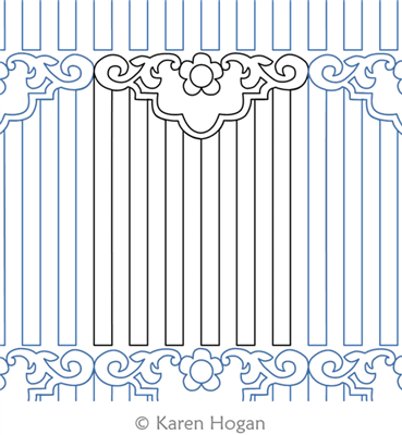 Digital Quilting Design Columbia Fleur Lower Piano Key by Karen Hogan.