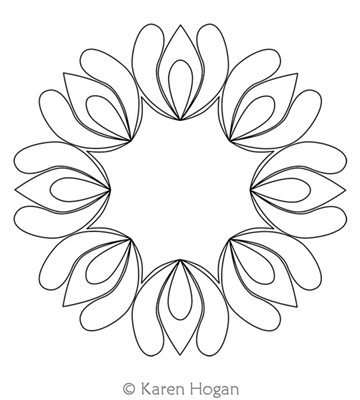 Digital Quilting Design Fan Feather Wreath by Karen Hogan.