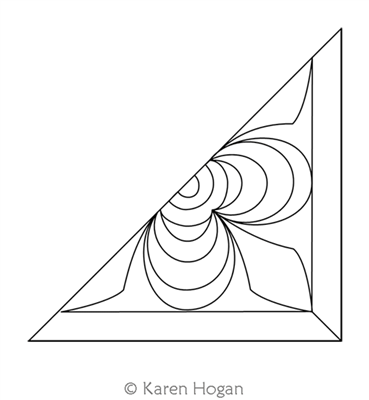 Framed Quirky Flower Triangle by Karen Hogan. This image demonstrates how this computerized pattern will stitch out once loaded on your robotic quilting system. A full page pdf is included with the design download.