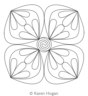 Digital Quilting Design Retro Flower Power Swirl Block 2 by Karen Hogan.