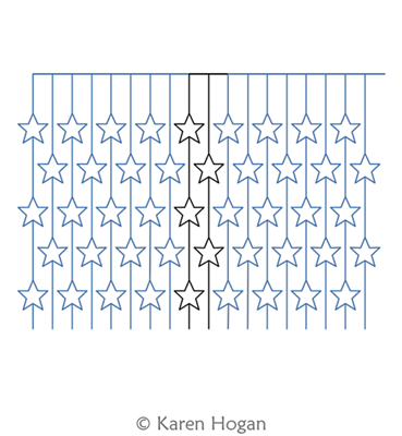 Digital Quilting Design Super Stars Piano Keys by Karen Hogan.