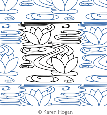 Digital Quilting Design Two Water Lilies Panto by Karen Hogan.