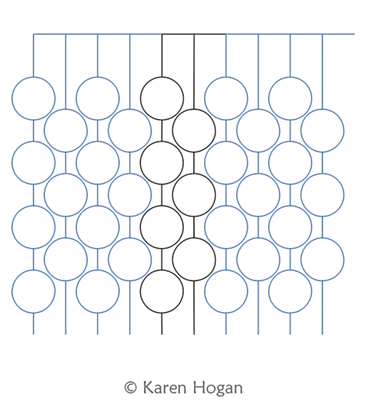 Big Bubble Piano Keys by Karen Hogan. This image demonstrates how this computerized pattern will stitch out once loaded on your robotic quilting system. A full page pdf is included with the design download.