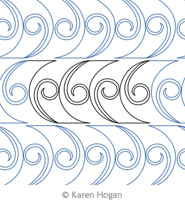 Clam Curl Sash by Karen Hogan. This image demonstrates how this computerized pattern will stitch out once loaded on your robotic quilting system. A full page pdf is included with the design download.