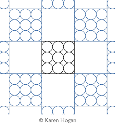 Dominos Repeat by Karen Hogan. This image demonstrates how this computerized pattern will stitch out once loaded on your robotic quilting system. A full page pdf is included with the design download.