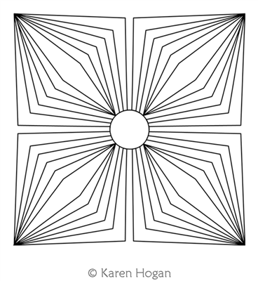 Illusion Flower Block by Karen Hogan. This image demonstrates how this computerized pattern will stitch out once loaded on your robotic quilting system. A full page pdf is included with the design download.