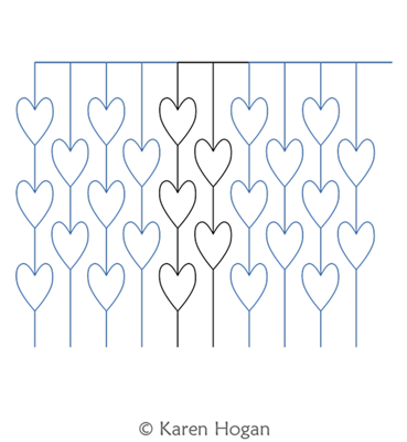 Large Hearts Piano Keys by Karen Hogan. This image demonstrates how this computerized pattern will stitch out once loaded on your robotic quilting system. A full page pdf is included with the design download.