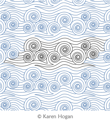 Rolling Waves by Karen Hogan. This image demonstrates how this computerized pattern will stitch out once loaded on your robotic quilting system. A full page pdf is included with the design download.