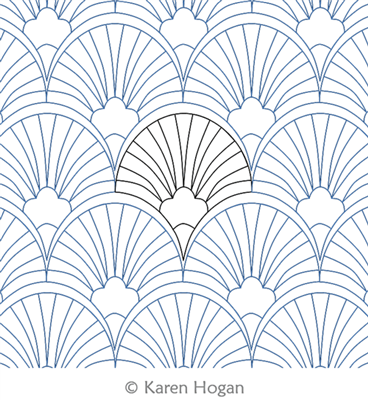 Roman Fan Clam by Karen Hogan. This image demonstrates how this computerized pattern will stitch out once loaded on your robotic quilting system. A full page pdf is included with the design download.