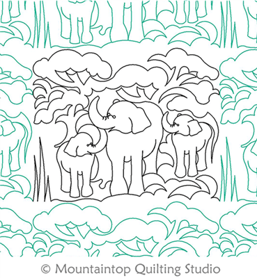 Digital Quilting Design Elephant Herd by Mountaintop Quilting Studio.
