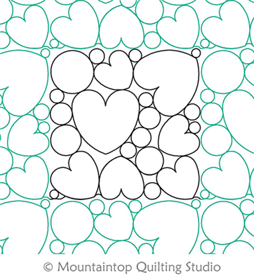 Digital Quilting Design Hearts and Bubbles by Mountaintop Quilting Studio.