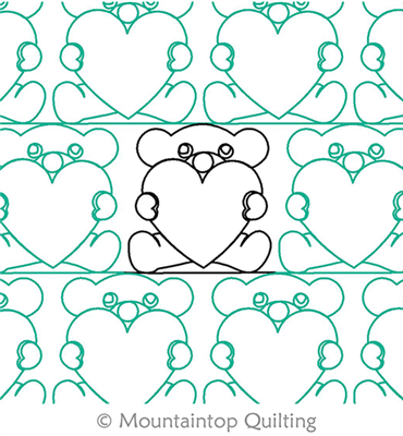 Digital Quilting Design On A Line Teddy Bear by Mountaintop Quilting Studio.