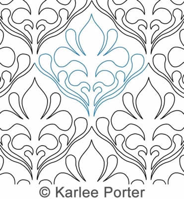 Digital Quilting Design Damask Coral by Karlee Porter.