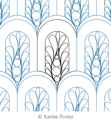 Digitized Longarm Quilting Design Lady Finger Peapod Feather was designed by Karlee Porter.