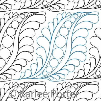 Digital Quilting Design Pea Pod Feathers by Karlee Porter.