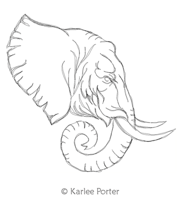 Digital Quilting Design Sketchy Elephant 2 by Karlee Porter.