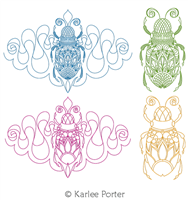 Digital Quilting Design Specimen Beetle 1 Set of 4 by Karlee Porter.