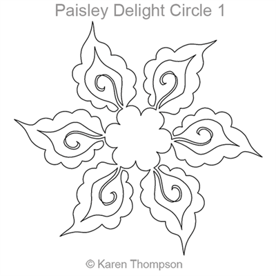 Digital Quilting Design Paisley Delight Circle 1 by Karen Thompson.
