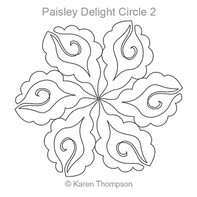 Digital Quilting Design Paisley Delight Circle 2 by Karen Thompson.