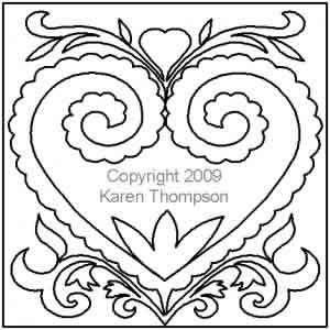 Digital Quilting Design Fancy Scallop Heart by Karen Thompson.