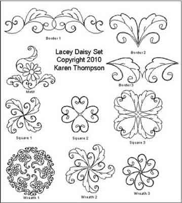 Digital Quilting Design Lacey Daisy Set by Karen Thompson.