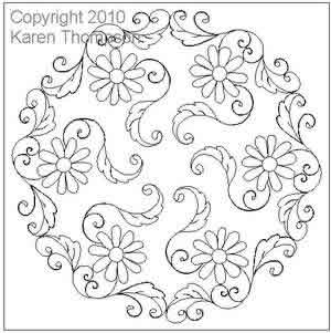 Digital Quilting Design Lacey Daisy Wreath 1 by Karen Thompson.