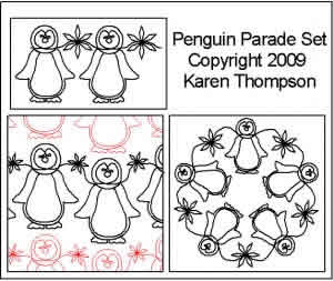 Digital Quilting Design Penguin Parade Set by Karen Thompson.